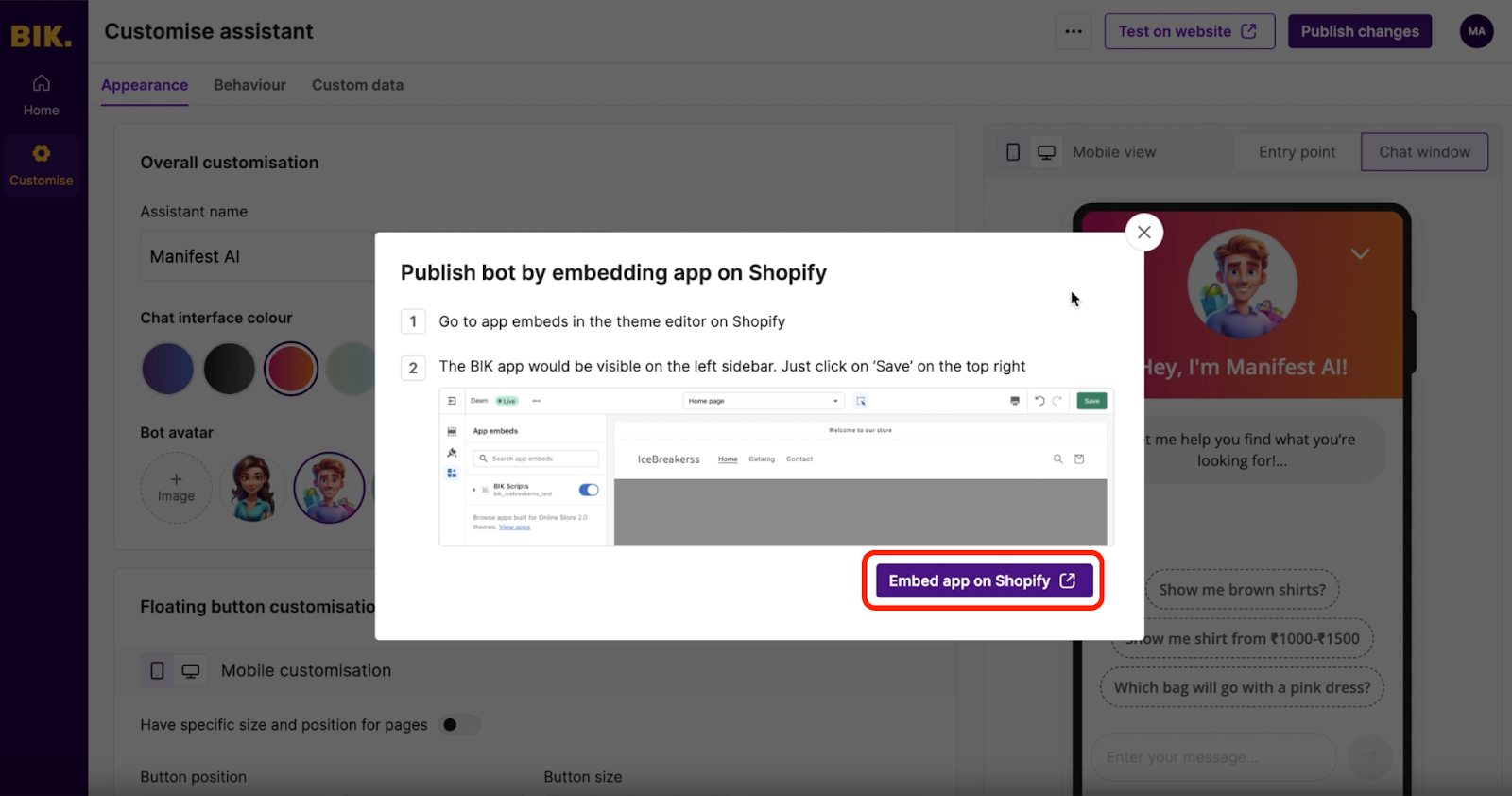 shopify chat with us button