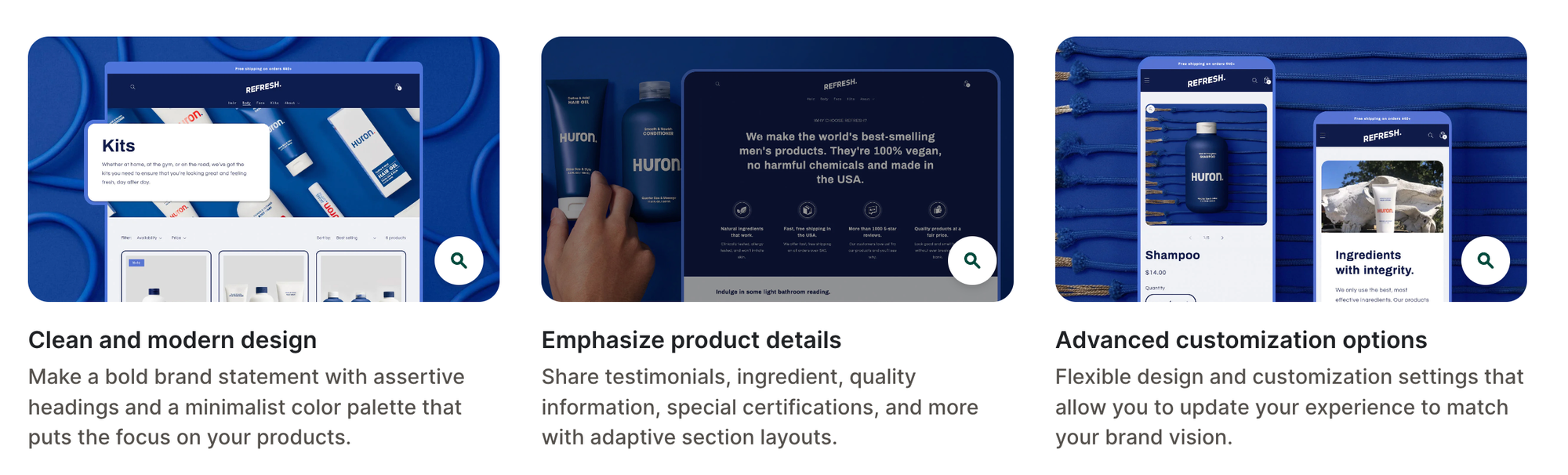 Shopify Refresh Theme features