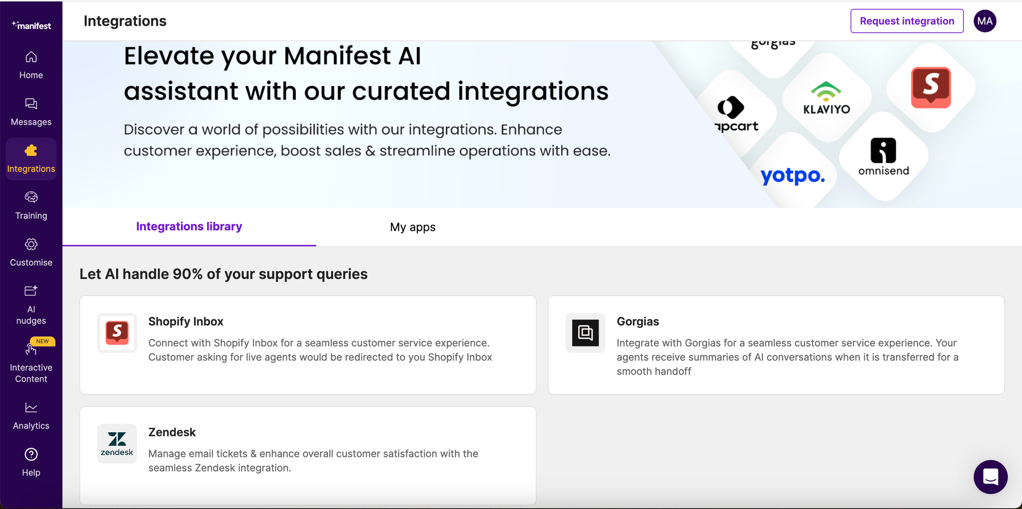 manifest ai integrations