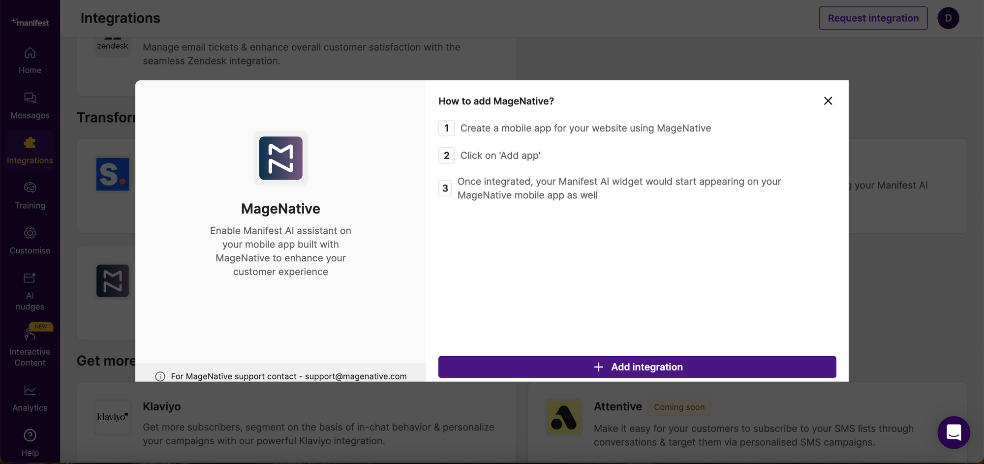 Manifest AI and MageNative Integration