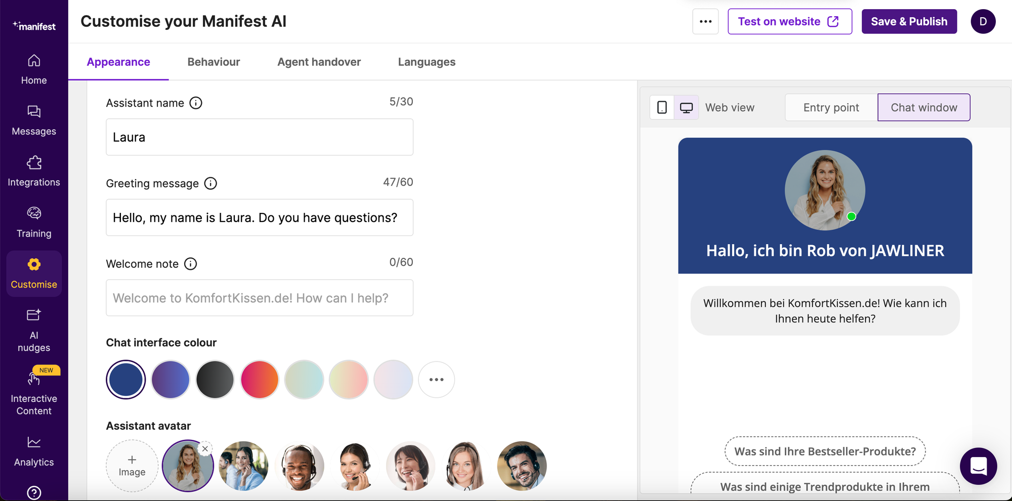 customize your customer service tone with Manifest ai