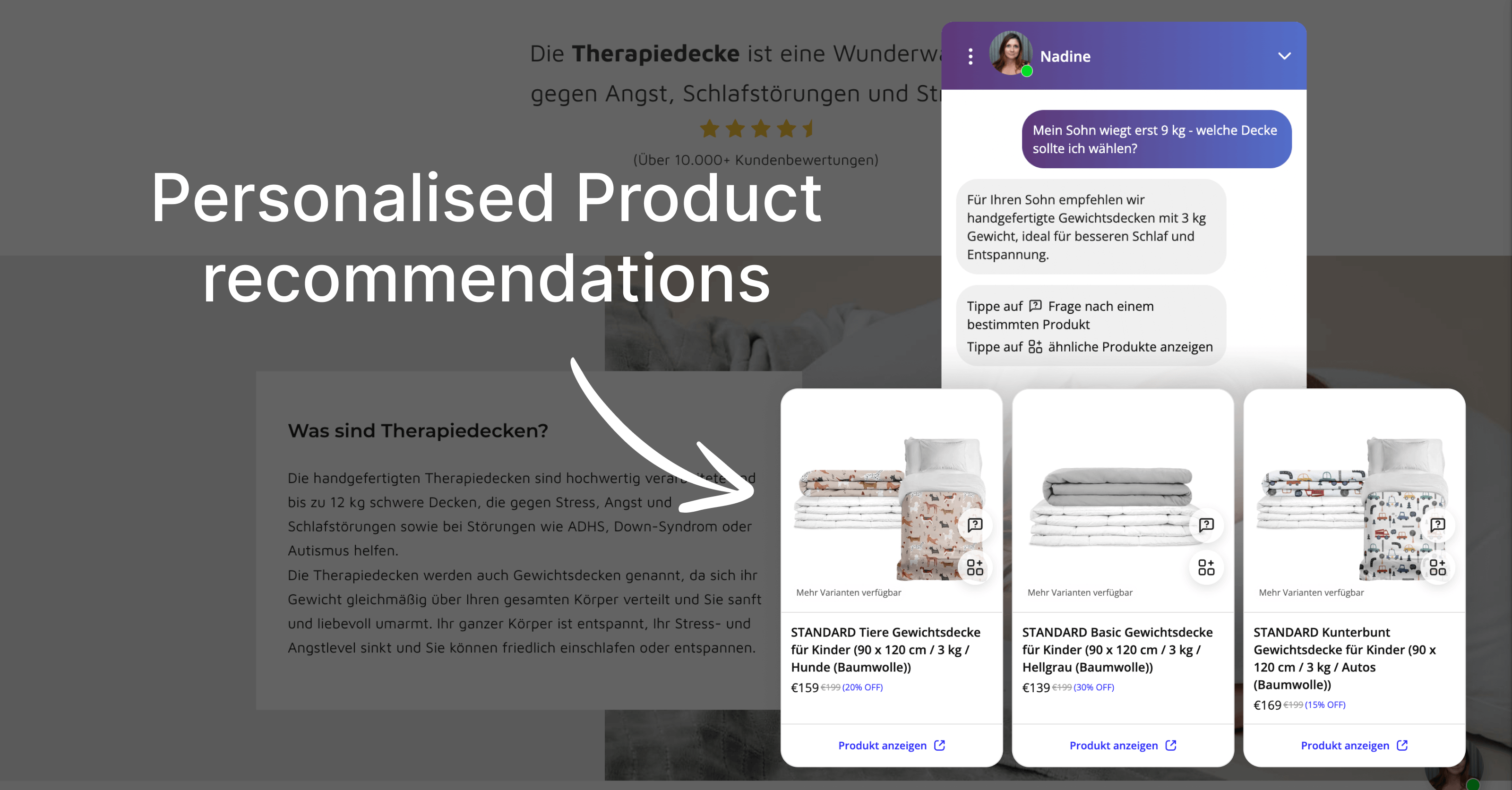 personalized product recommendation for TherapieDecken