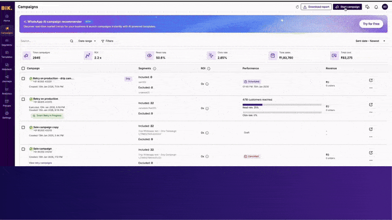 Smart Retry for Campaigns- bik.ai